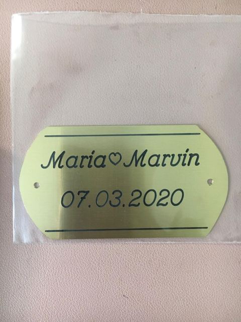Messingschild zur Hochzeit