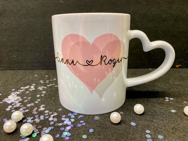 Tasse mit Herz und Namen